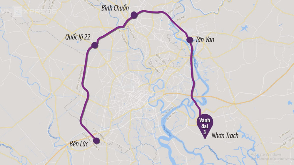 Hướng tuyến đường Vành đai 3 TP HCM. Đồ họa: Trần Nam.