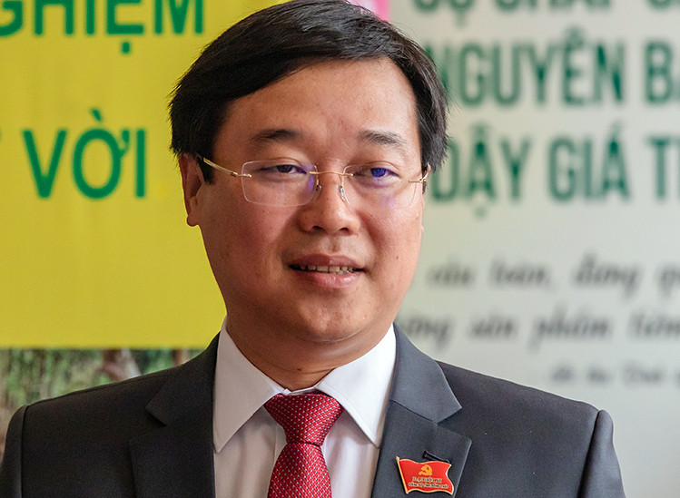 Ông Lê Quốc Phong tại Đại hội Đảng bộ tỉnh Đồng Tháp. Ảnh: Hồng Ngự.