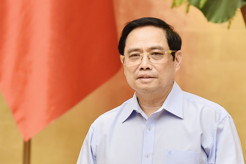 Thủ tướng Phạm Minh Chính chủ trì họp về sản xuất vaccine trong nước, chiều 23/7. Ảnh: Nhật Bắc.