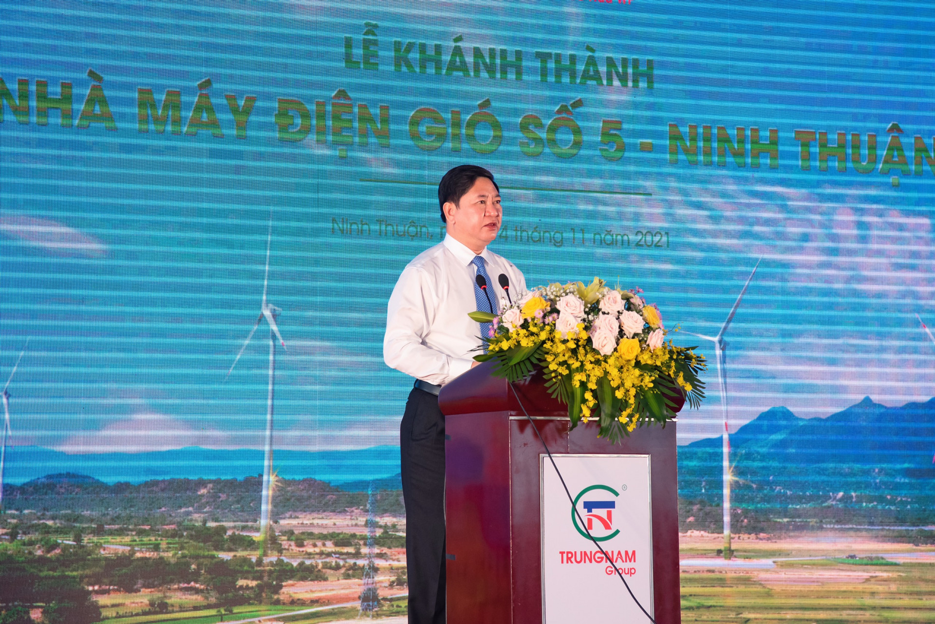 Ông Trần Quốc Nam, Phó Bí thư  Tỉnh ủy, Chủ tịch UBND tỉnh Ninh Thuận phát biểu tại buổi Lễ khánh thành.