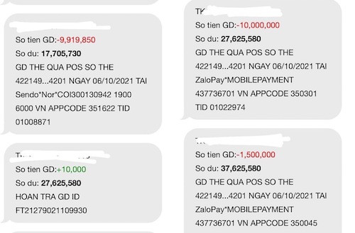 Một loạt tin nhắn trừ tiền của Minh trong 5 phút. Ảnh: NVCC