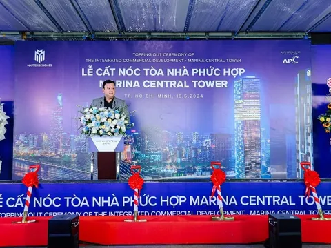 Masterise Homes chính thức cất nóc Marina Central Tower, tòa tháp thương mại của Grand Marina Saigon