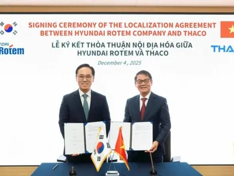 Thaco của chủ tịch Trần Bá Dương ký kết với Tập đoàn Hyundai Rotem sản xuất đầu máy toa xe tàu điện đô thị, tàu cao tốc